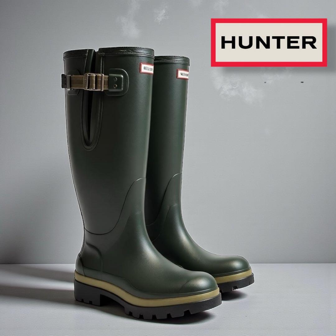 新品未使用 HUNTER バルモラル ロングブーツ UK8 ダークオリーブ