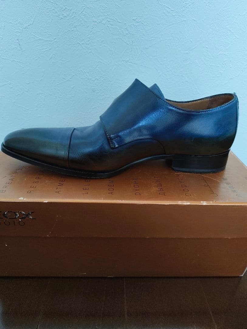 フランチェスコべニーニョ ネイビー ダブルモンクストラップ 7.5