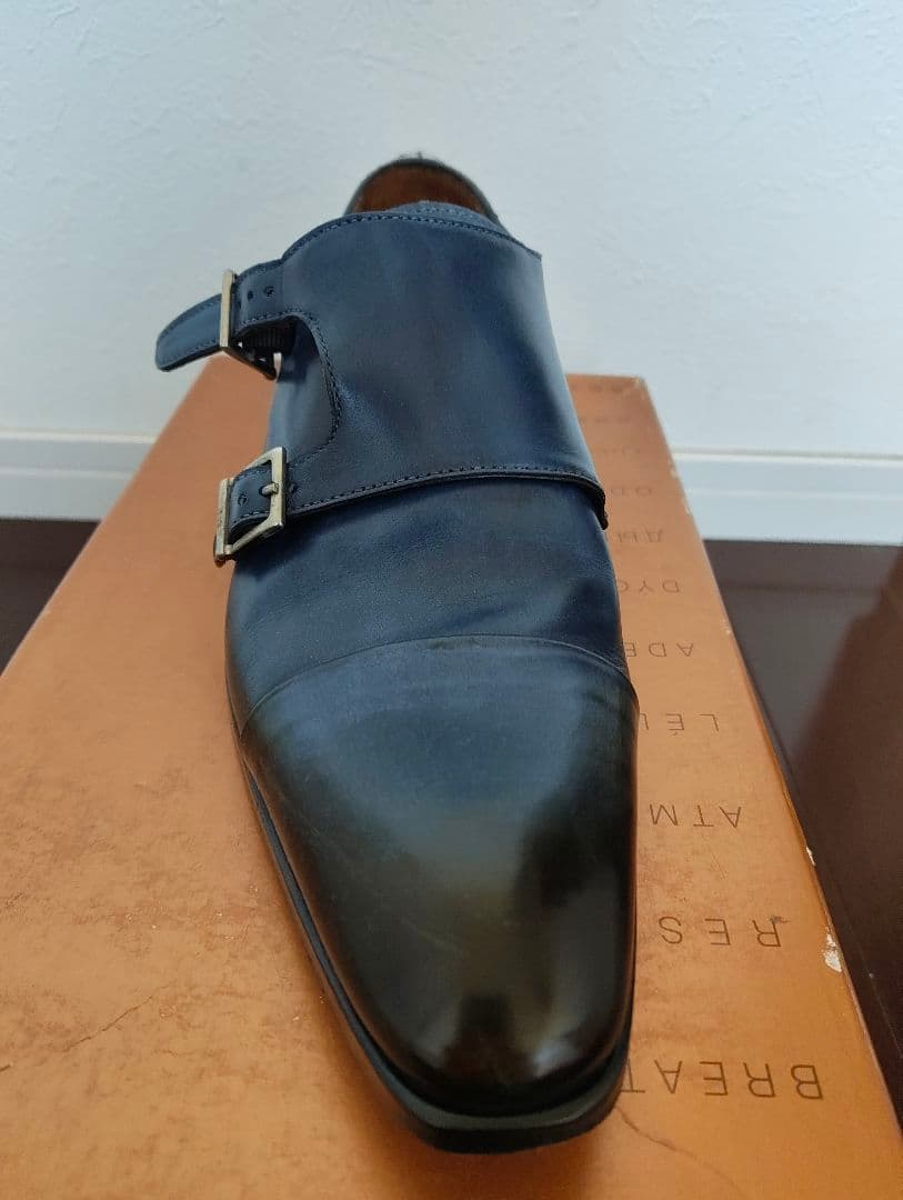 フランチェスコべニーニョ ネイビー ダブルモンクストラップ 7.5