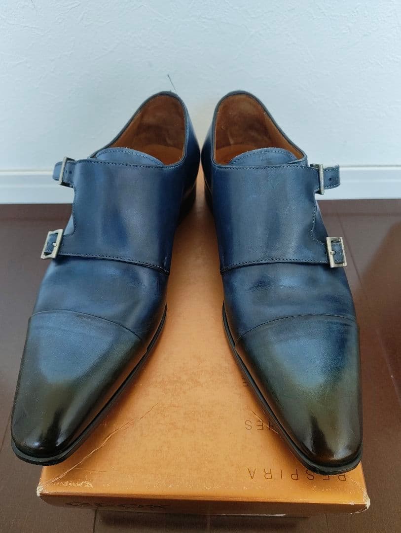 フランチェスコべニーニョ ネイビー ダブルモンクストラップ 7.5