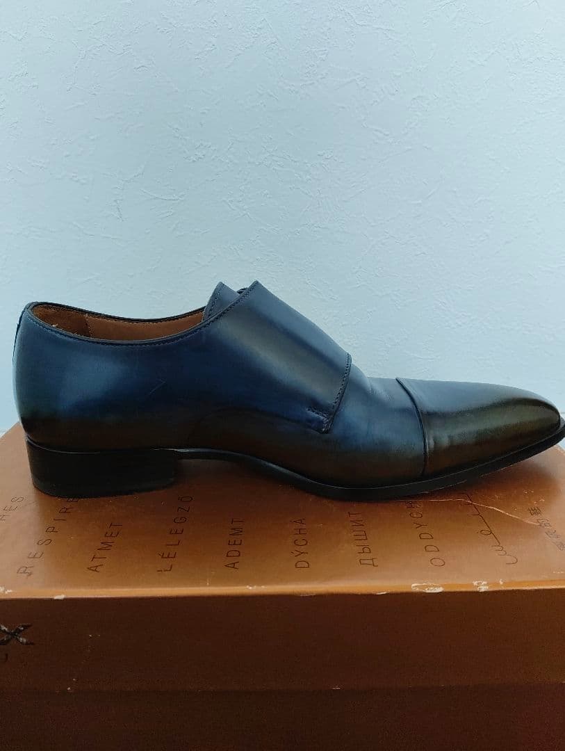 フランチェスコべニーニョ ネイビー ダブルモンクストラップ 7.5