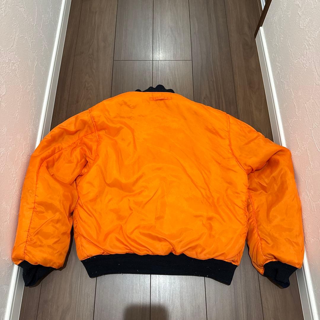 古着 MA-1 フライトジャケット リバーシブル ミリタリー ブラック/オレンジ