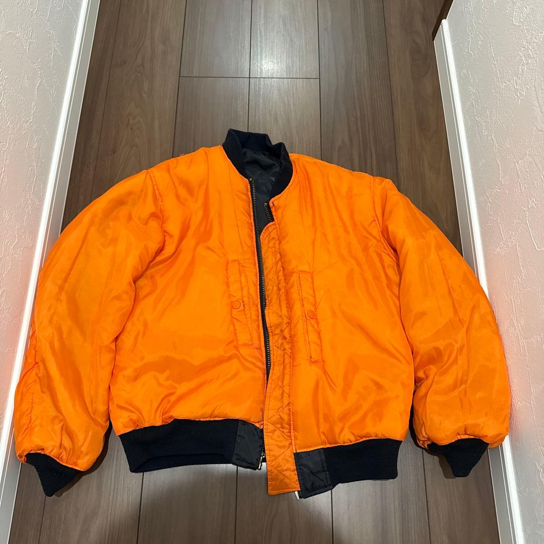 古着 MA-1 フライトジャケット リバーシブル ミリタリー ブラック/オレンジ