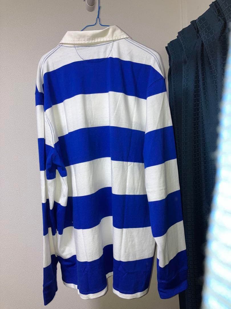 Polo Ralph Lauren XL 長袖ポロシャツ 青白ストライプ