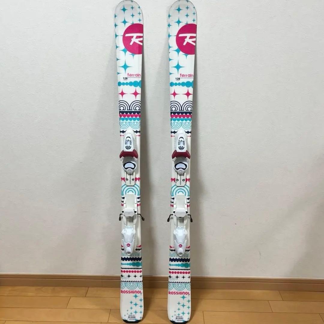 ROSSIGNOL ジュニア用スキー板 128cm ストック2セット付き