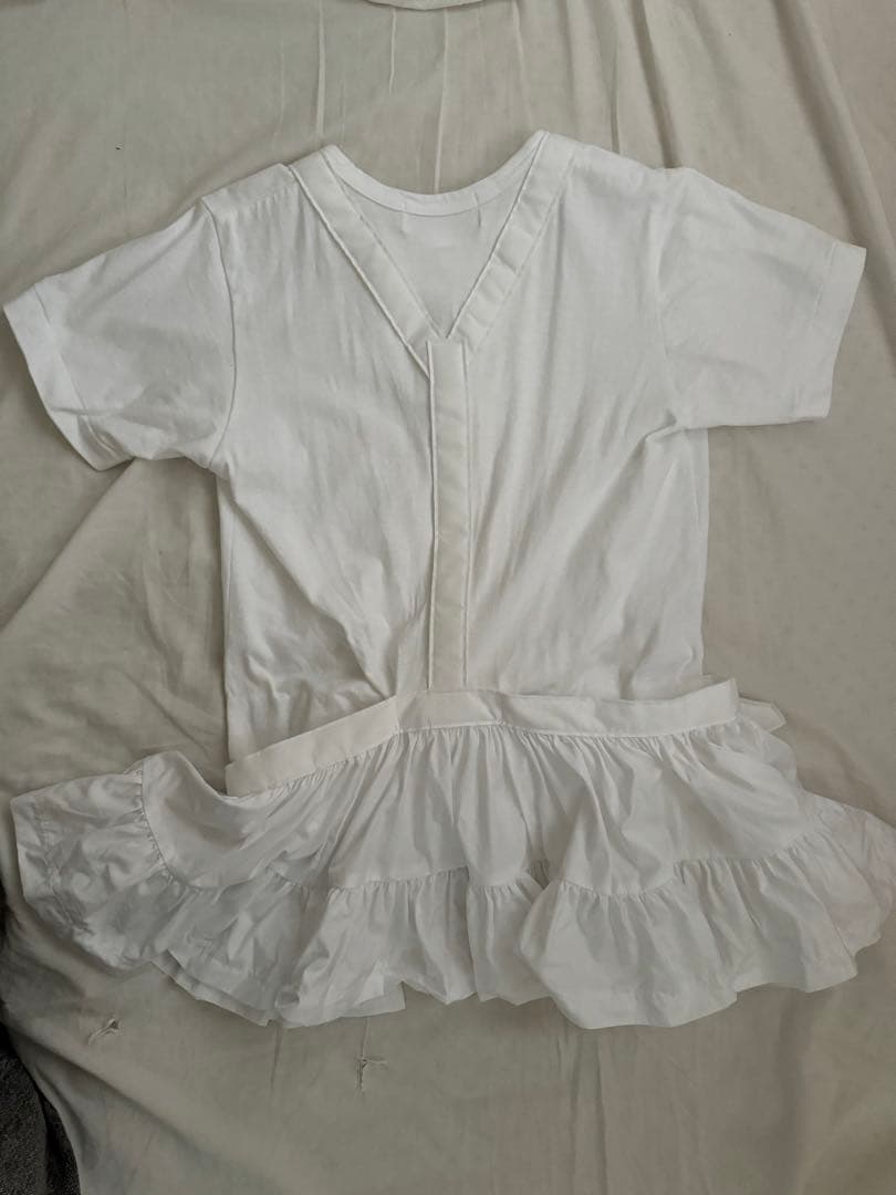 COMME des GARÇONS Girlフリル付きTシャツ ホワイト