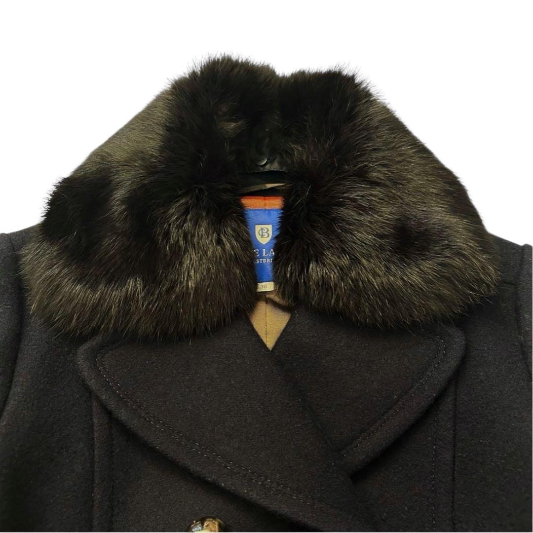 極美品❣️ブルーレーベルクリストブリッジ ファー ウールコート 38 黒 チェック