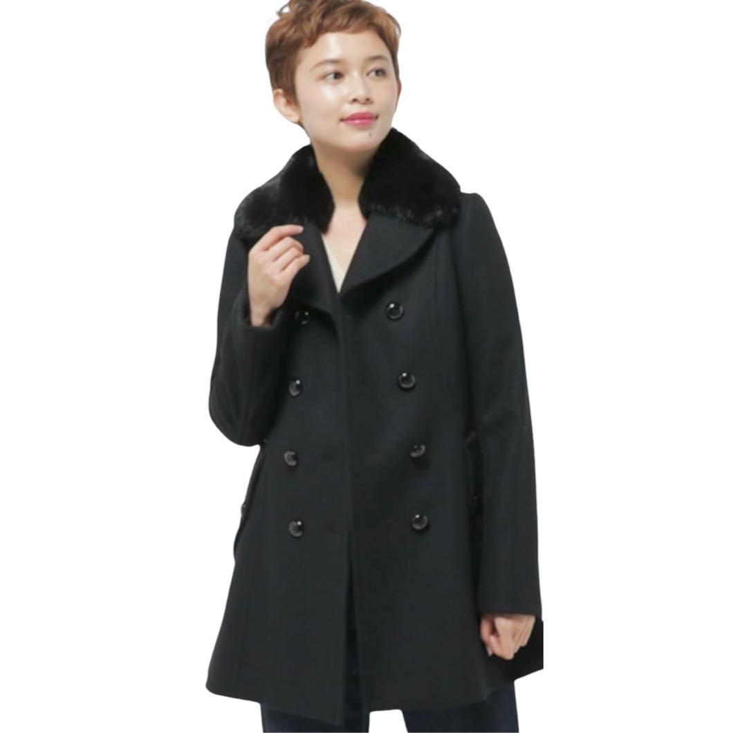 極美品❣️ブルーレーベルクリストブリッジ ファー ウールコート 38 黒 チェック