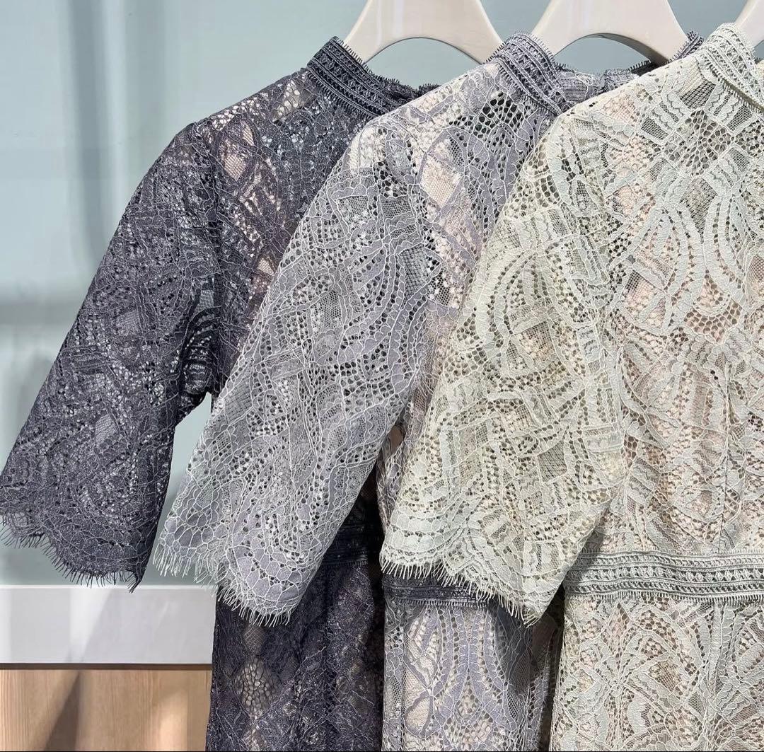 ROOM903 配色レース×ハシゴレースワンピース　Sサイズ