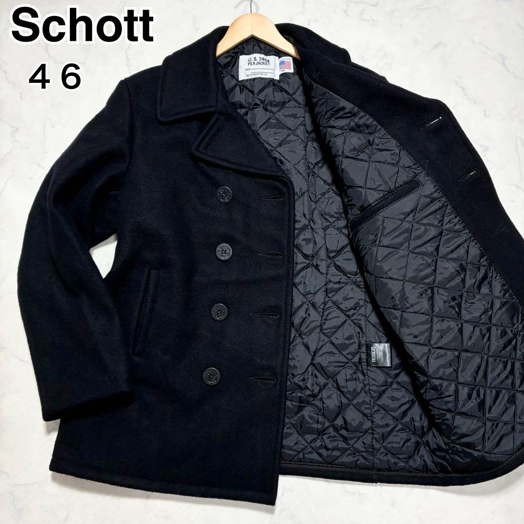 超希少(46)✨Schott ピーコート 740 ウール 近年 ブラック
