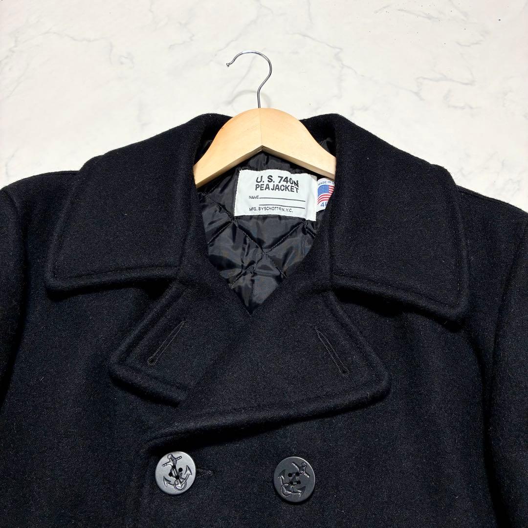 超希少(46)✨Schott ピーコート 740 ウール 近年 ブラック