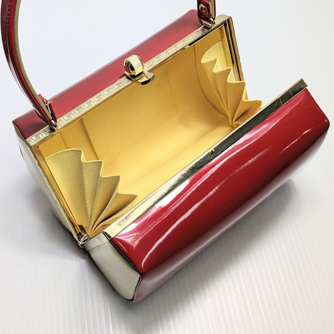 和装 草履 バッグ セット エナメル 赤 金 ゴールド フリーサイズ w56-1