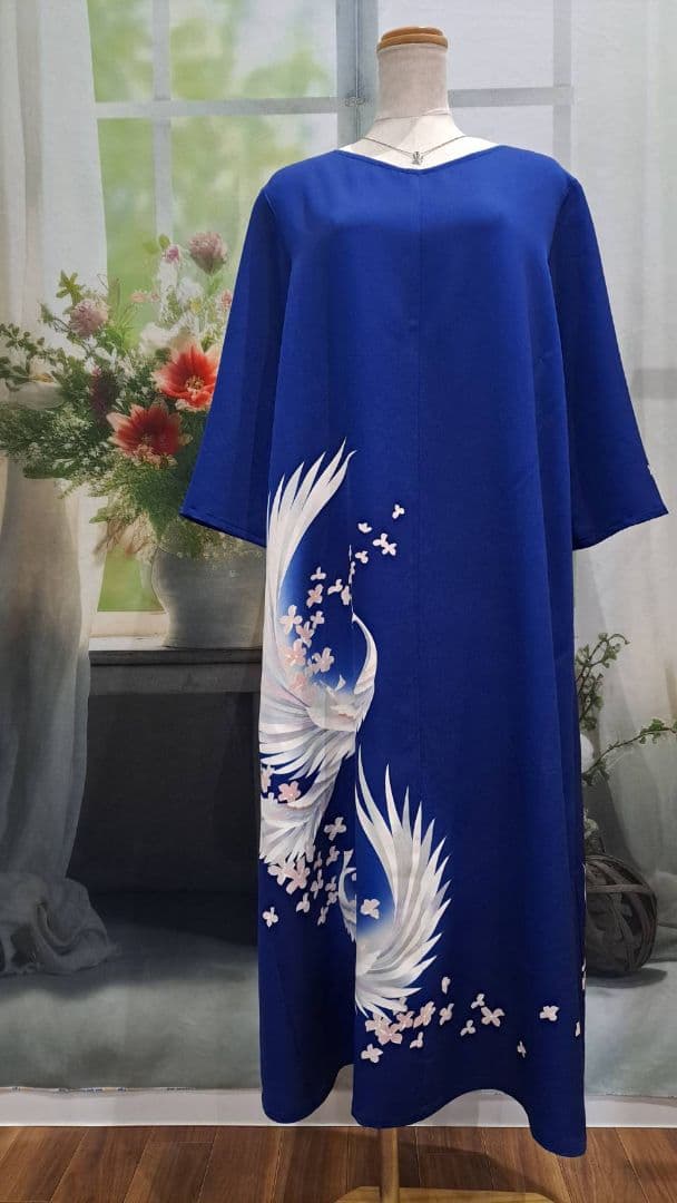 着物リメイク　ワンピース　ドレス　正絹　訪問着　付け下げ　ハンドメイド