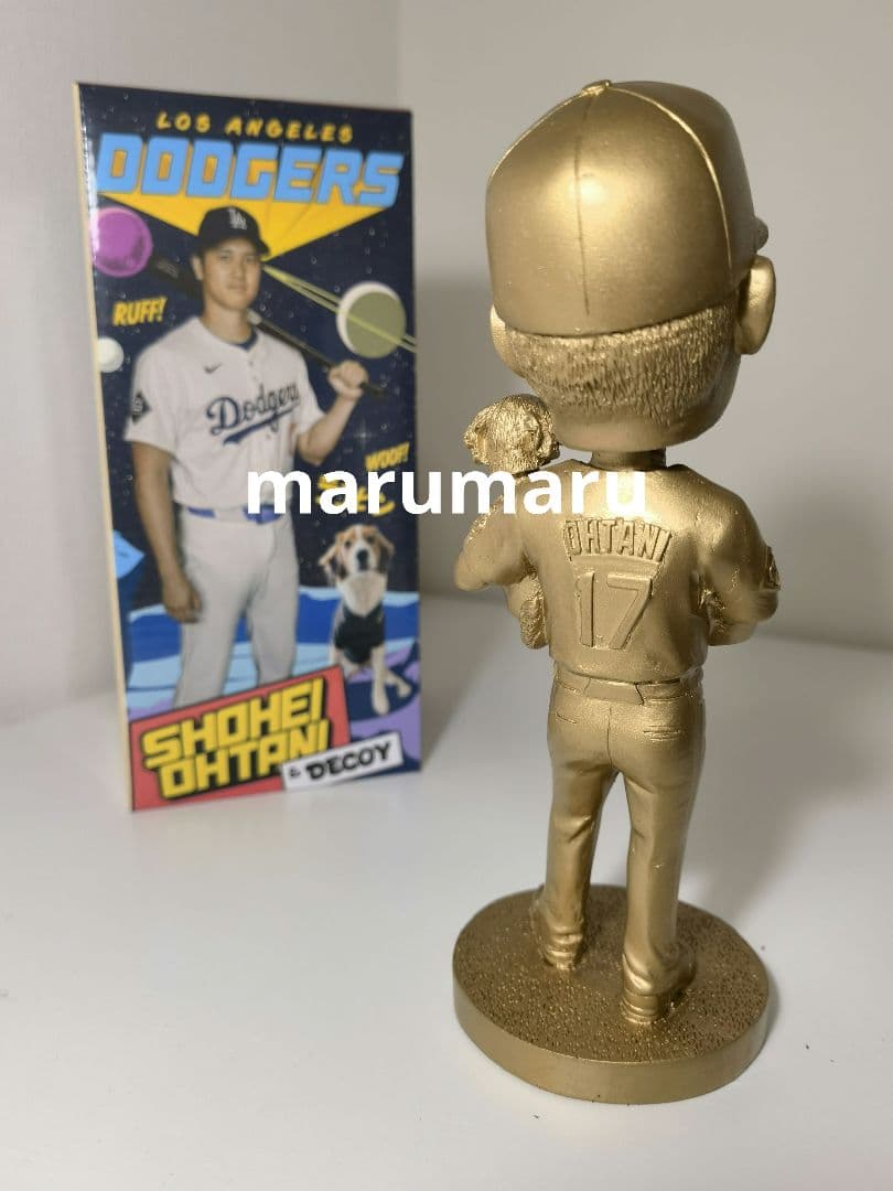 [本物]8月28日来場者限定 大谷翔平&デコピン ゴールド 金色 ボブルヘッド