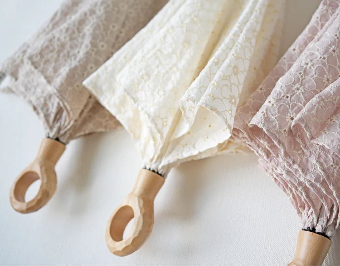 ※未使用品※小宮商店　折りたたみ日傘　コットンレース　白