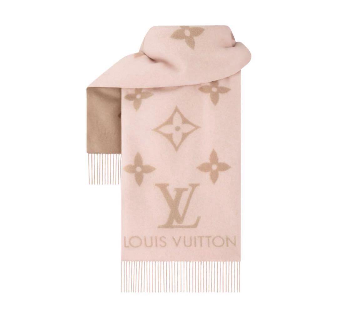 Louis Vuitton ピンク ロゴ マフラー