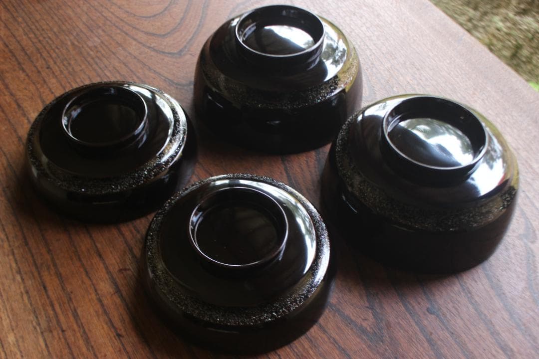 時代逸品！塗分け螺鈿黒漆に風情ある見返小槌蒔絵のお椀2点（検輪島塗蒔絵椀雑煮椀
