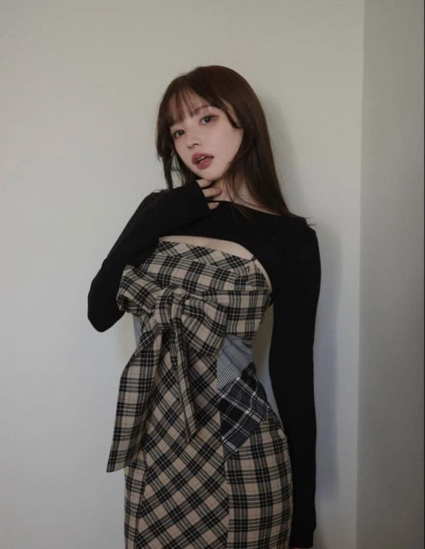 ワンピース andmary Juni check dress beige