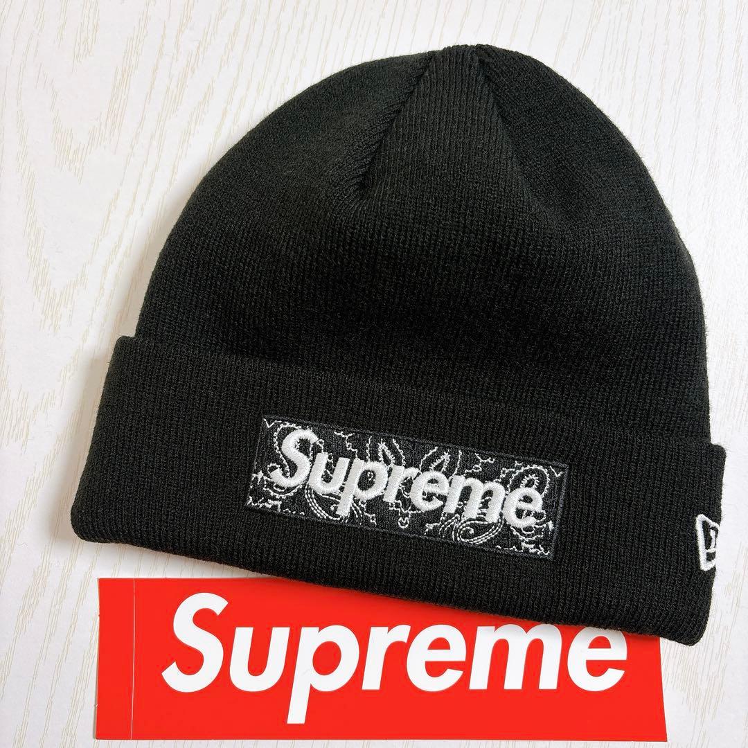Supreme NEW ERA ニット帽　バンダナ　BOXロゴ　ブラック　黒