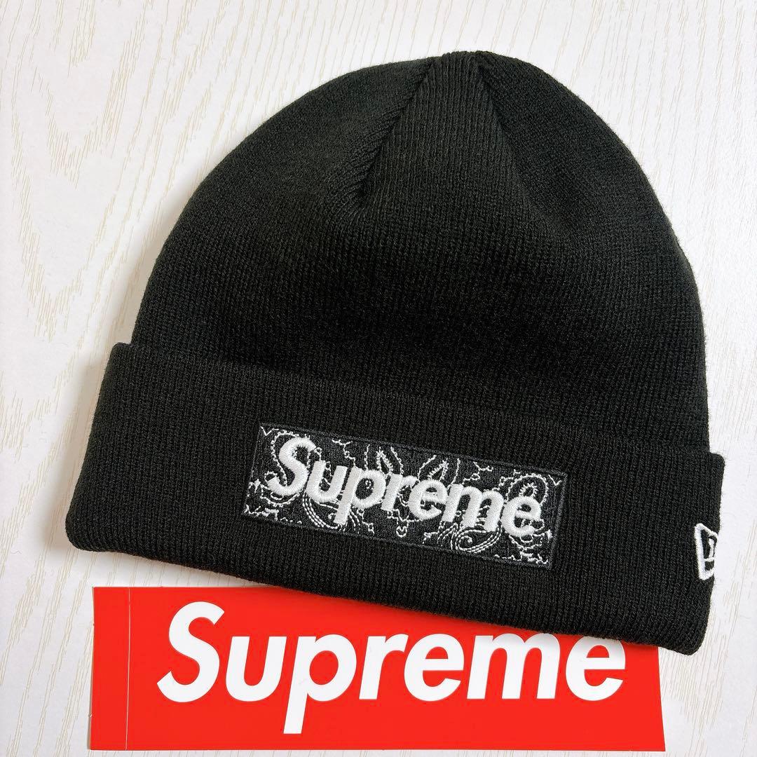 Supreme NEW ERA ニット帽　バンダナ　BOXロゴ　ブラック　黒