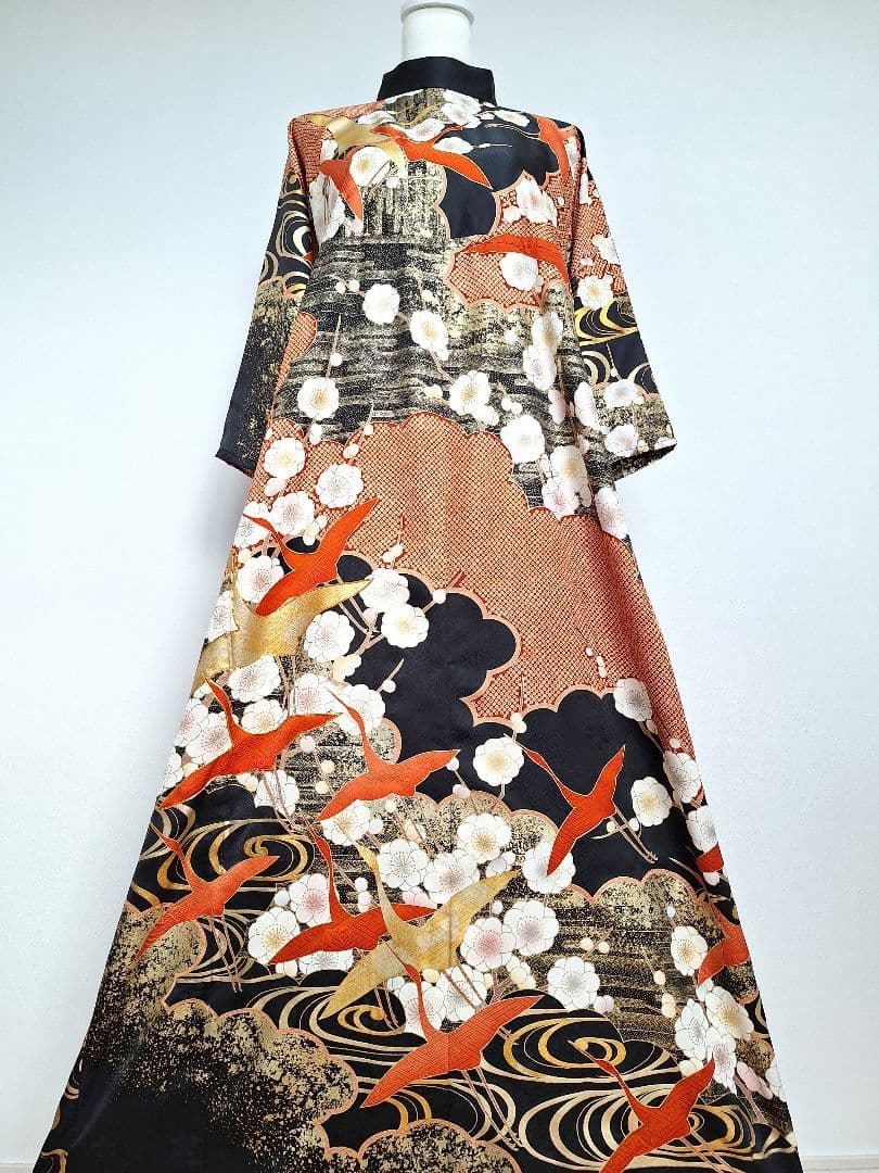 着物リメイクワンピース3642