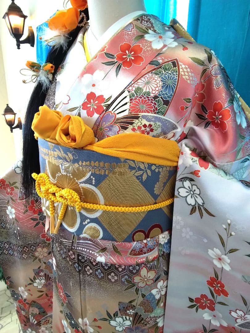 振袖フルセット、正絹振袖、成人式、重ね衿、帯揚げ帯締め、西陣袋帯、襦袢