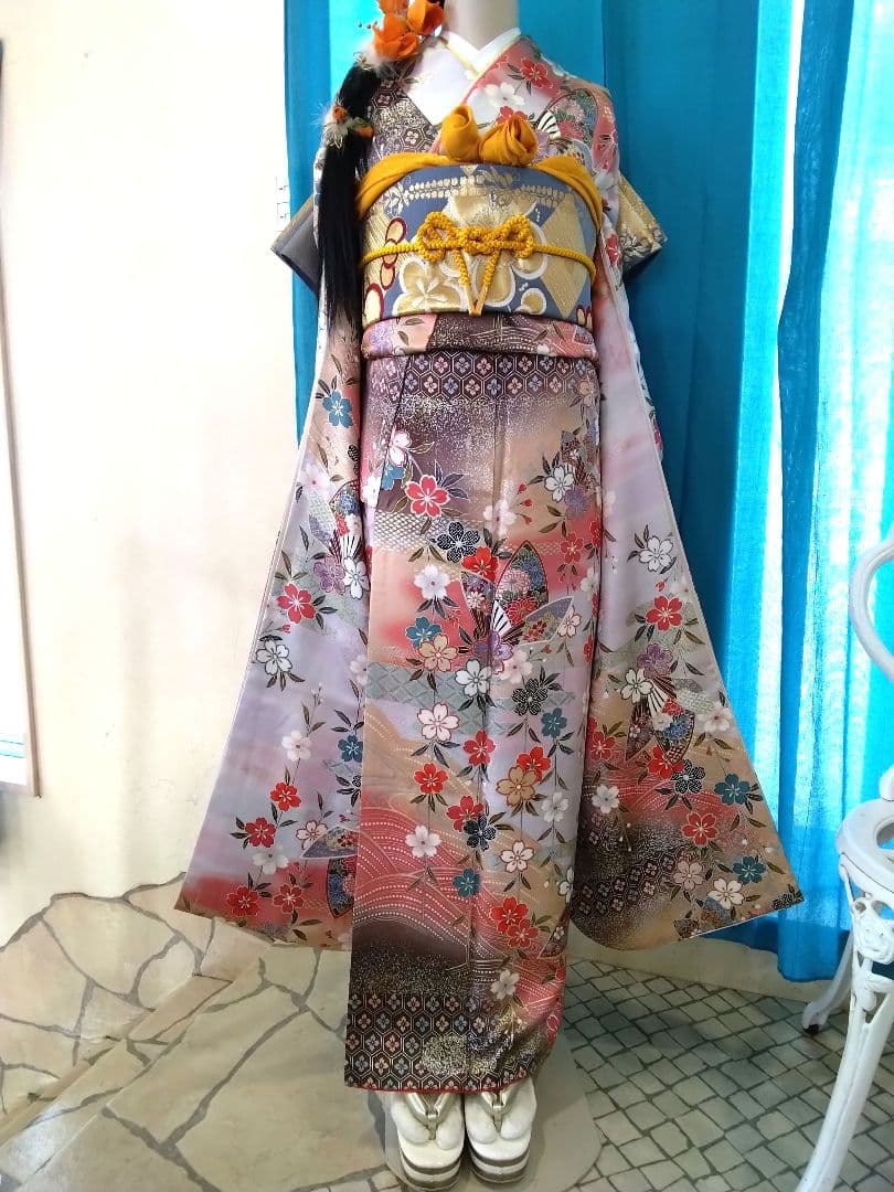 振袖フルセット、正絹振袖、成人式、重ね衿、帯揚げ帯締め、西陣袋帯、襦袢