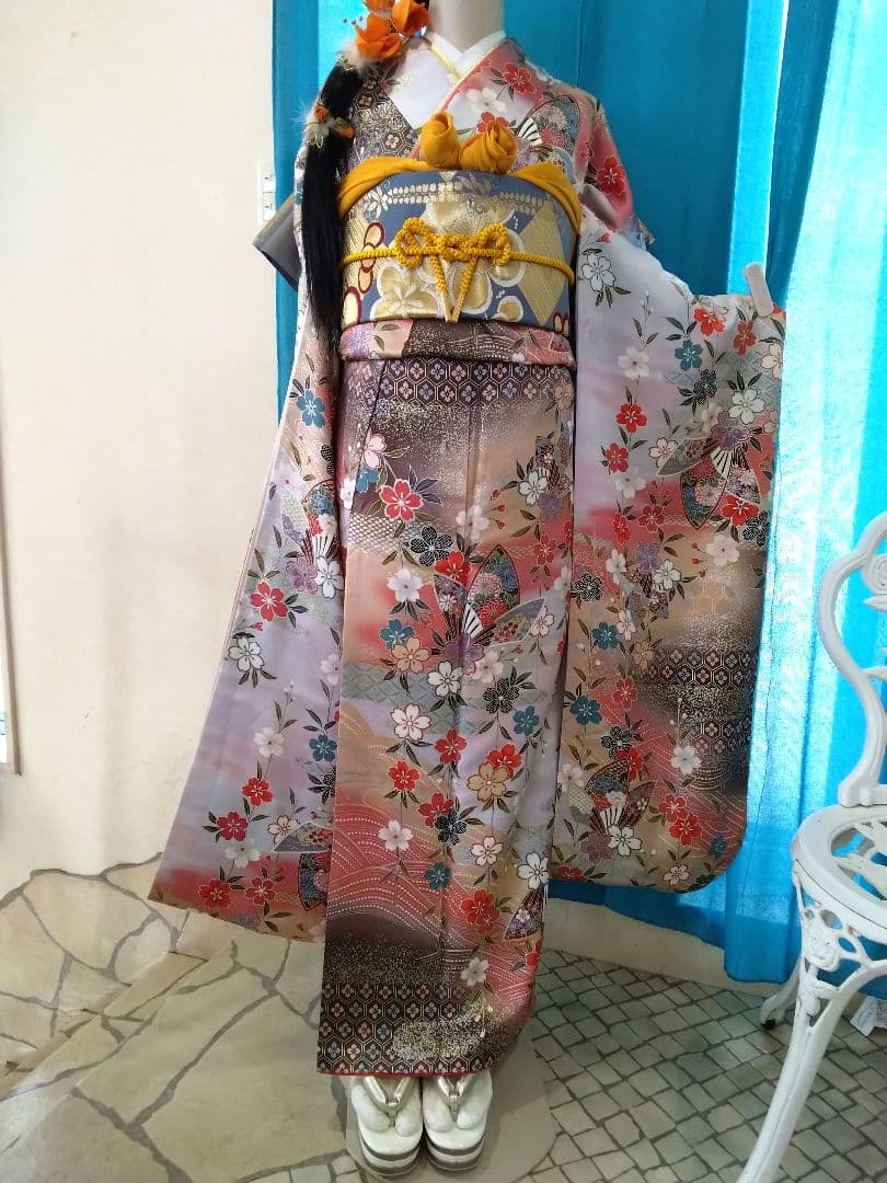 振袖フルセット、正絹振袖、成人式、重ね衿、帯揚げ帯締め、西陣袋帯、襦袢