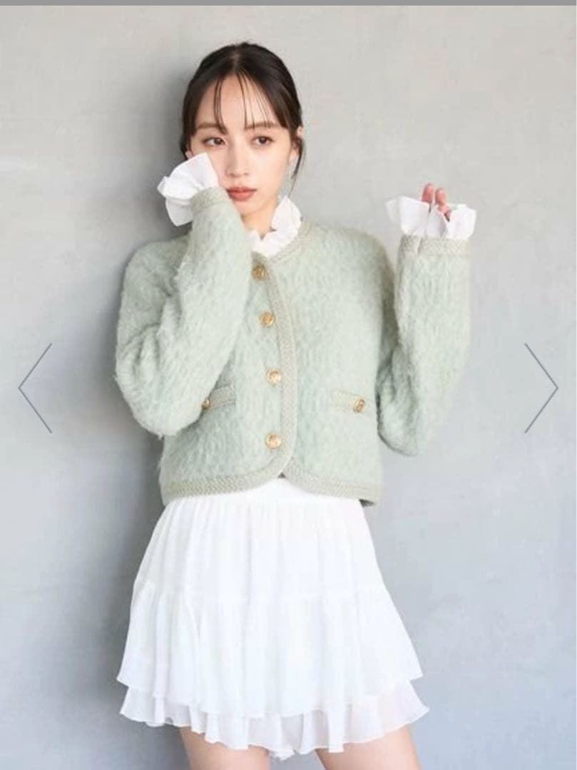 snidel ファーライクフリルニットジャケット