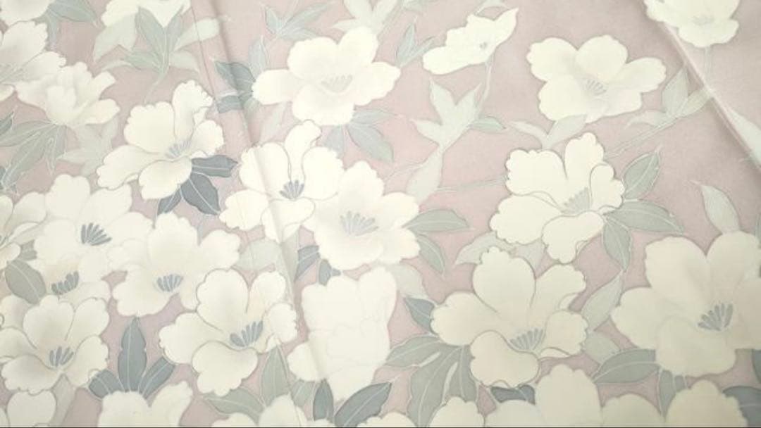 訪問着　手描き　草花文　正絹