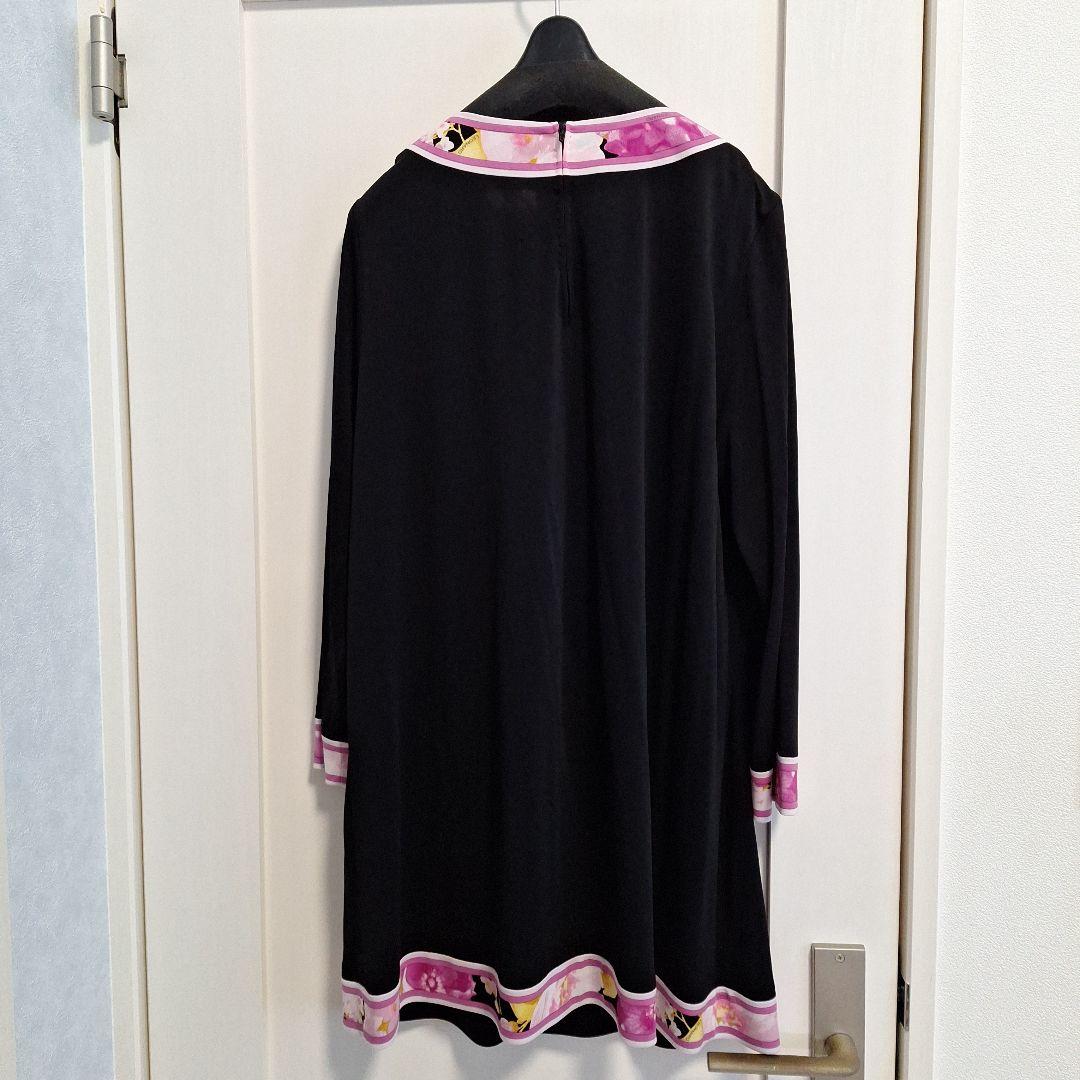 LEONARD FASHION 黒 ピンク長袖 チュニック　ワンピース　42