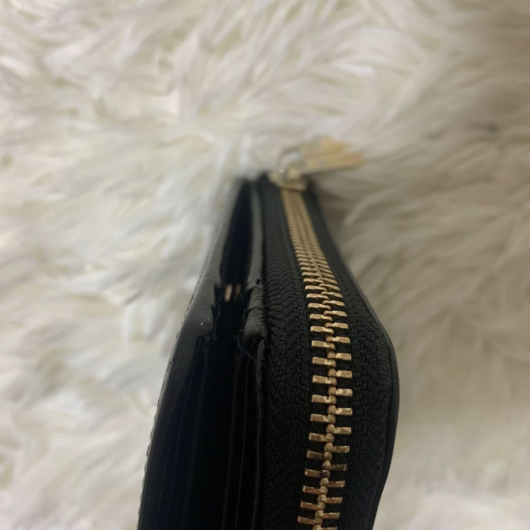 ポールスミス　ポールドローイング 二つ折り財布 レザー 総柄　L字ジップ 黒