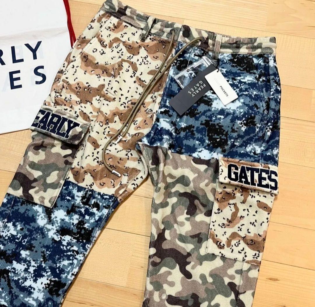 パーリーゲイツ ダブルラッセル マルチカモプリントパンツ 裾リブ ジョガーパンツ