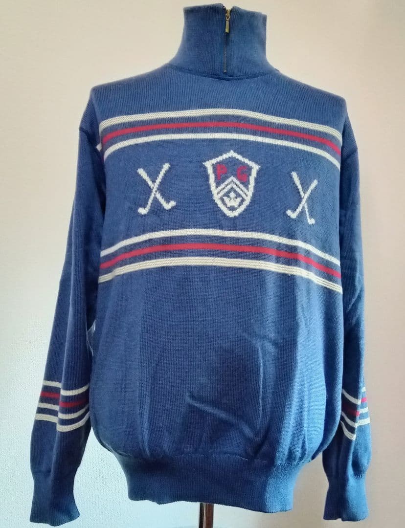 未使用パーリーゲイツ　ハイネックセーター　サイズＬ　日本製　冬プレーも温かい衿元