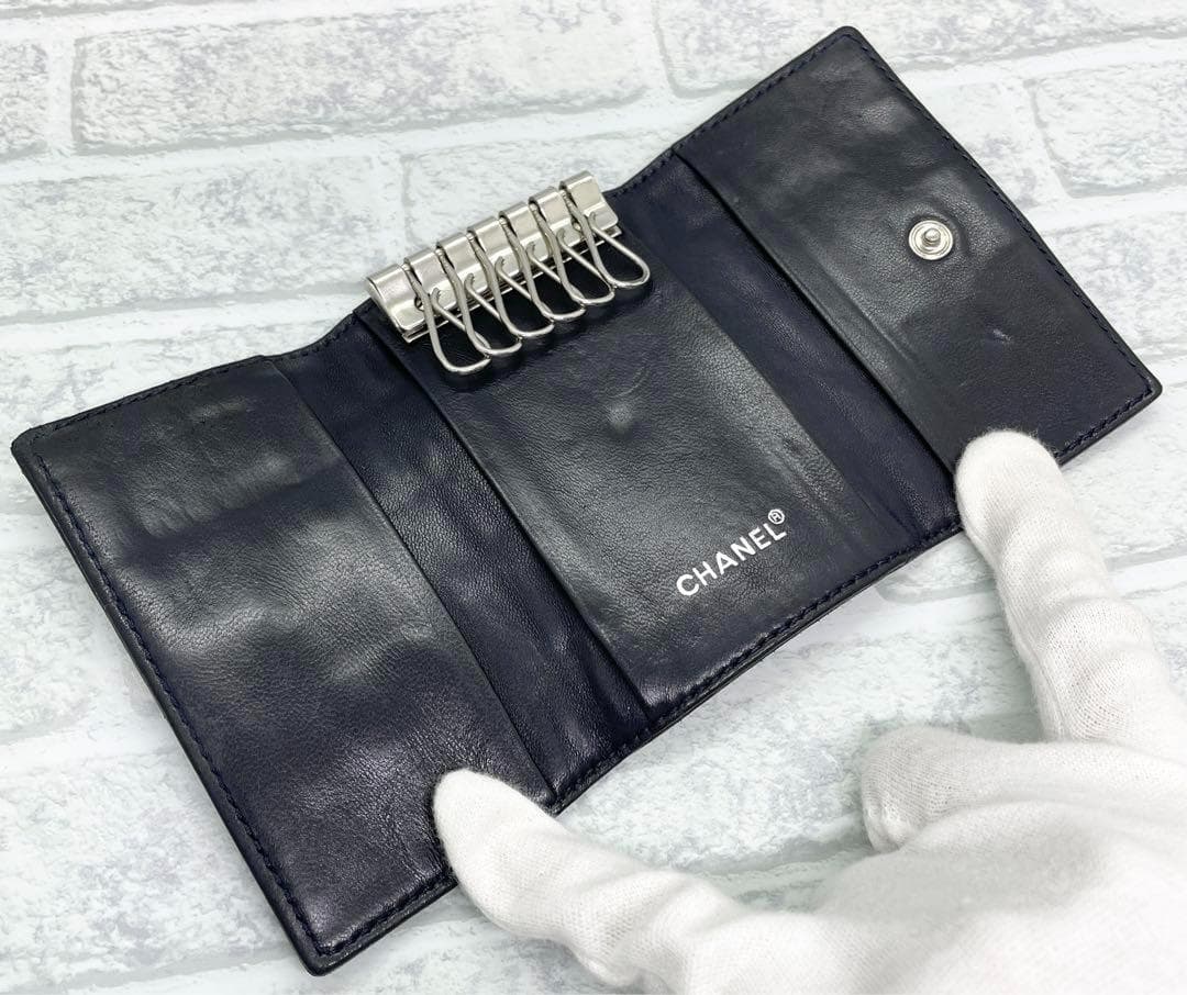 ✨美品✨ CHANEL シャネル キーケース 6連 ラムスキン チョコバー 黒