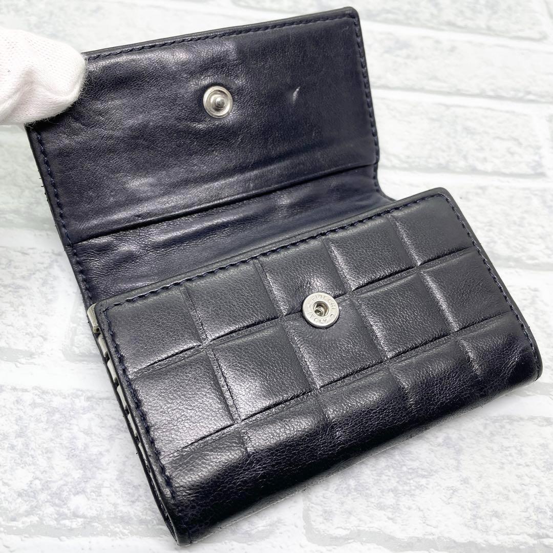 ✨美品✨ CHANEL シャネル キーケース 6連 ラムスキン チョコバー 黒