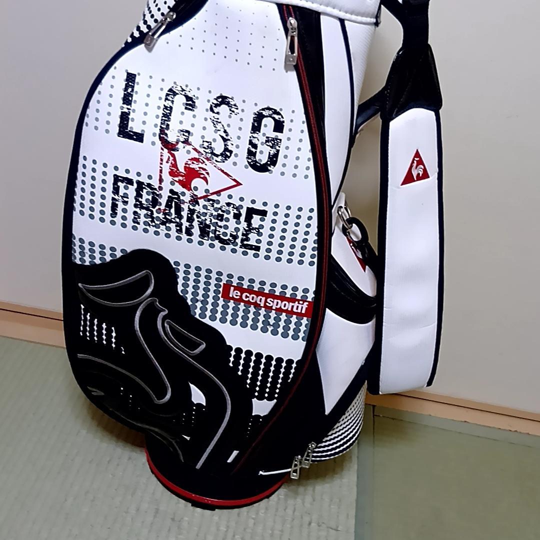 ルコック 軽量キャディバッグ 9型　QQBPJJ06 ビッグロゴ　ホワイト