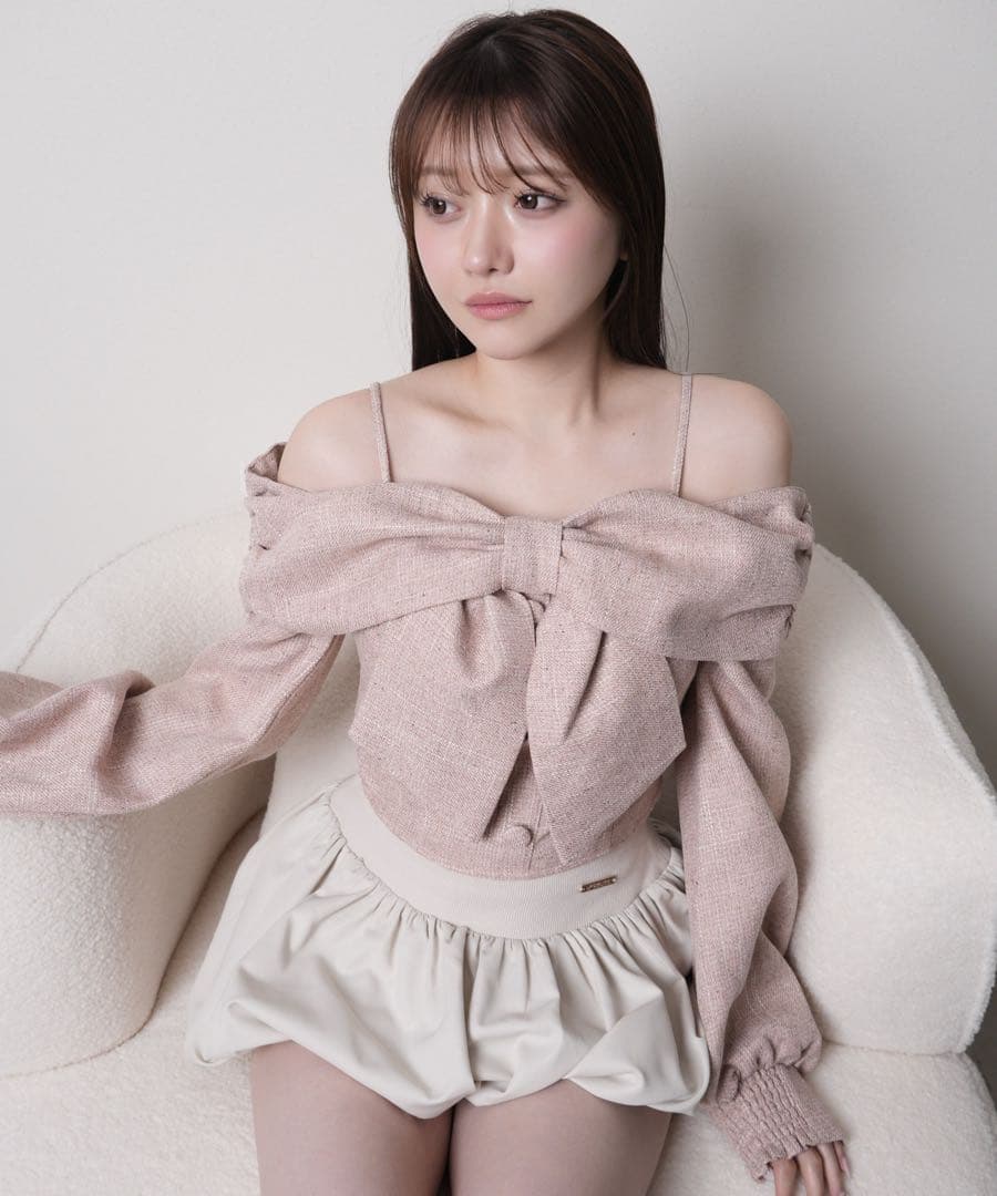 LIPSERVICE リボンオフショル ピンク