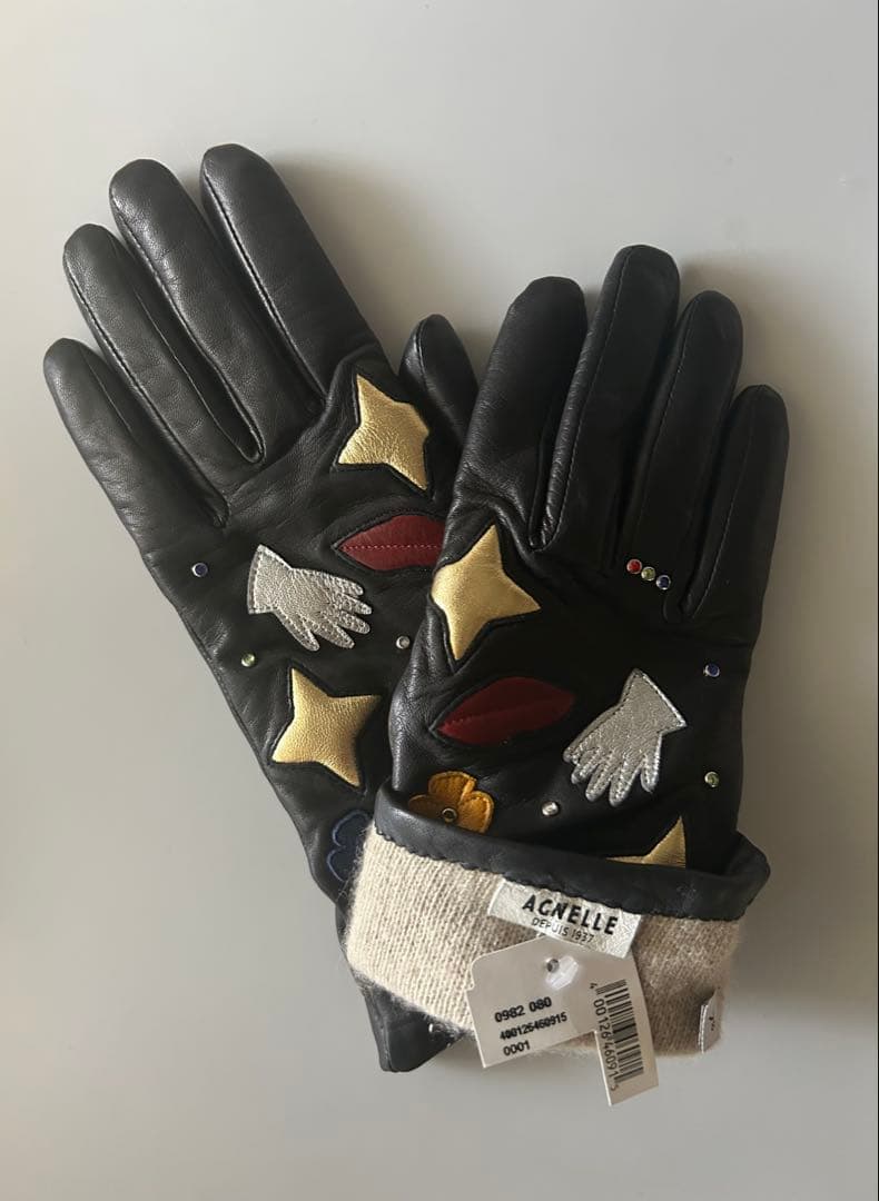 AGNELLE レザーモチーフグローブ