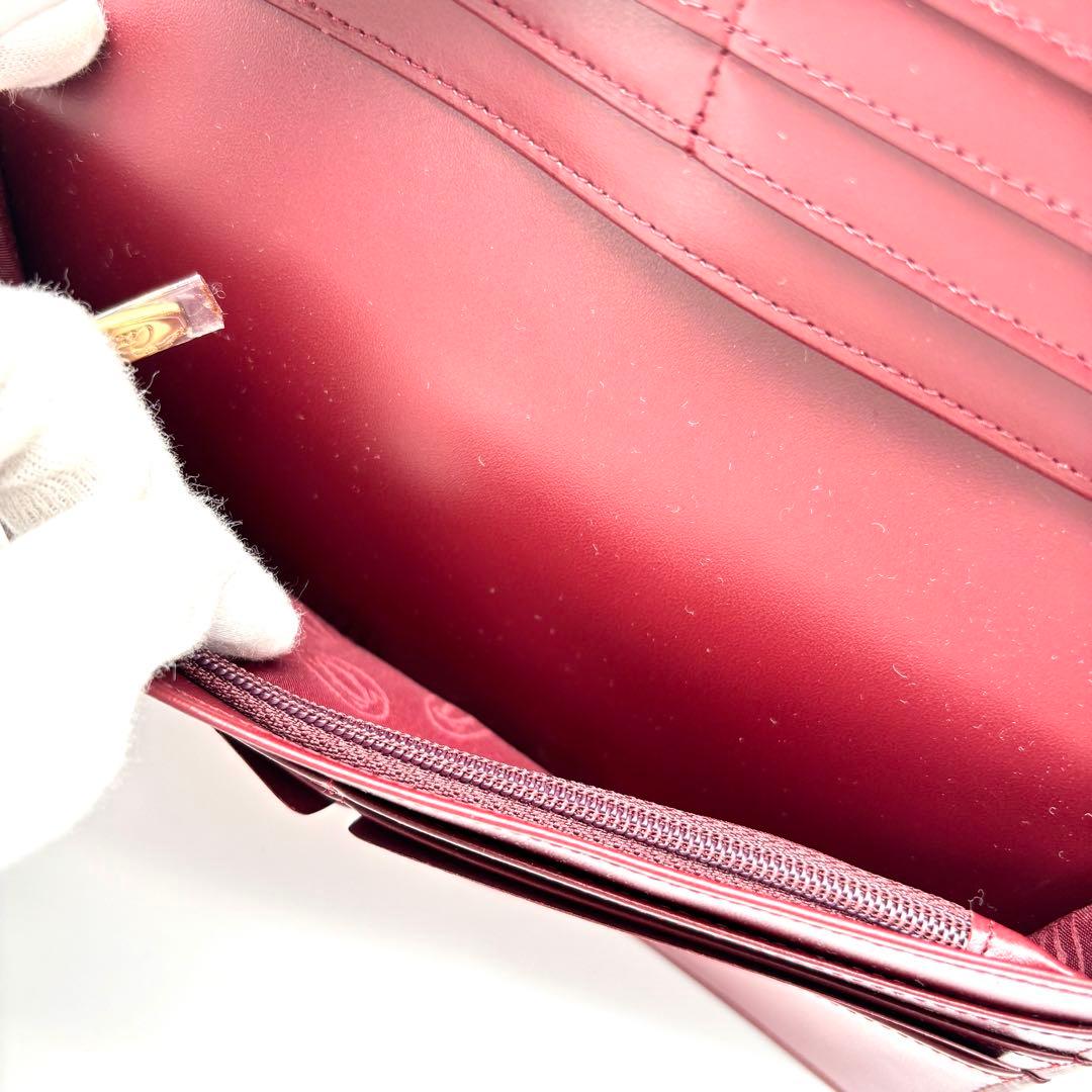 未使用保管品 カルティエ 長財布 マストライン レザー ロゴ 箱付 ボルドー