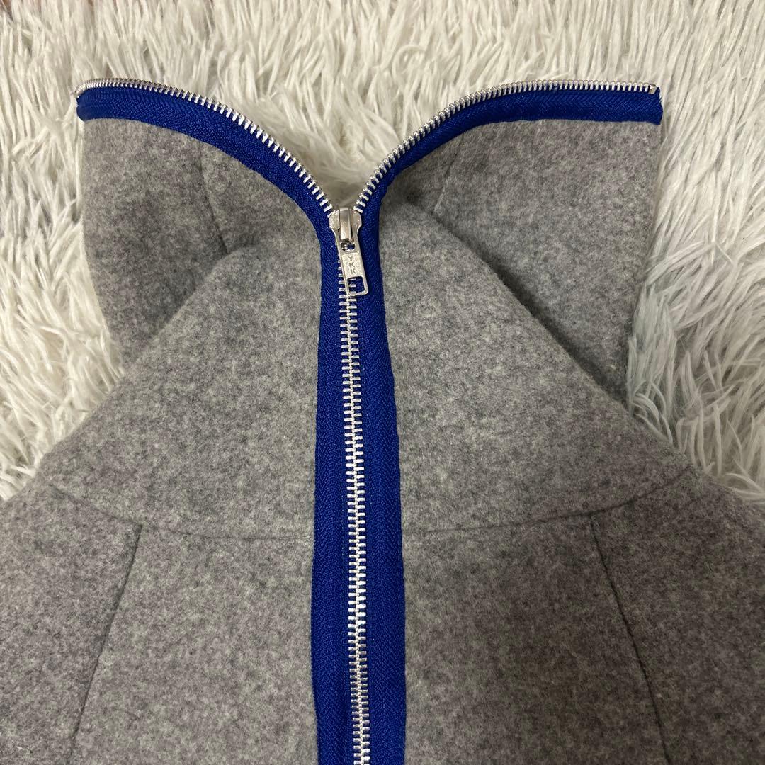 【美品】mint designs バックジップロングコート ブルーライン 2
