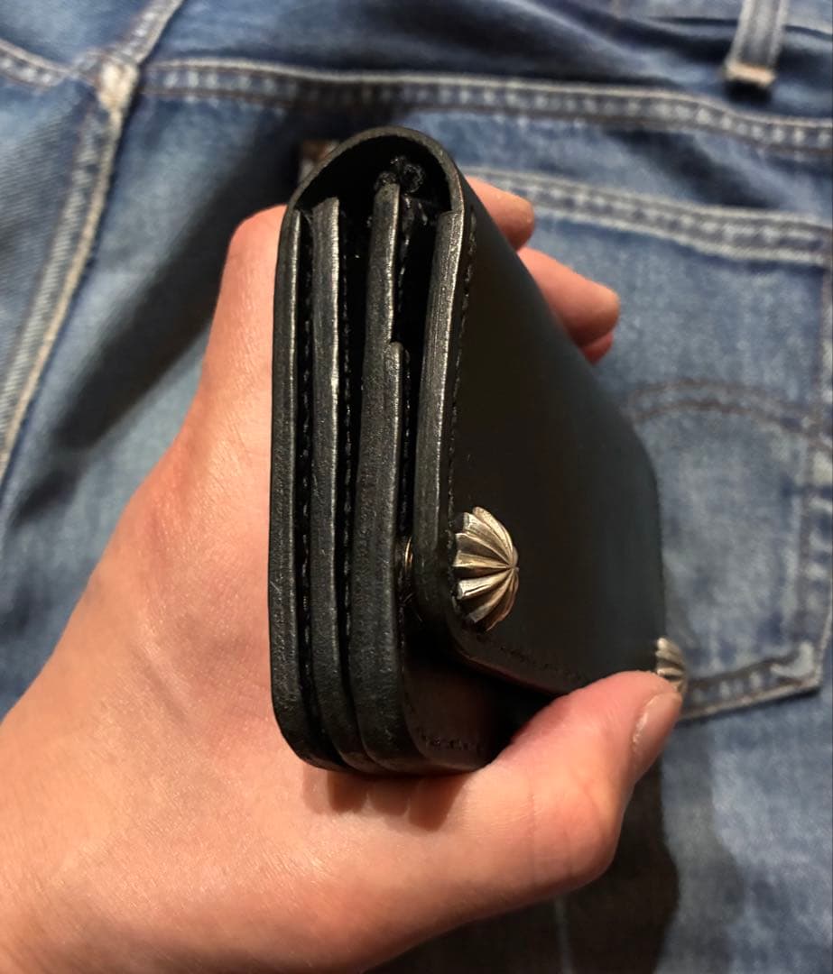 ショートトラッカーウォレット　シルバー925アポロコンチョカスタム　シボ革