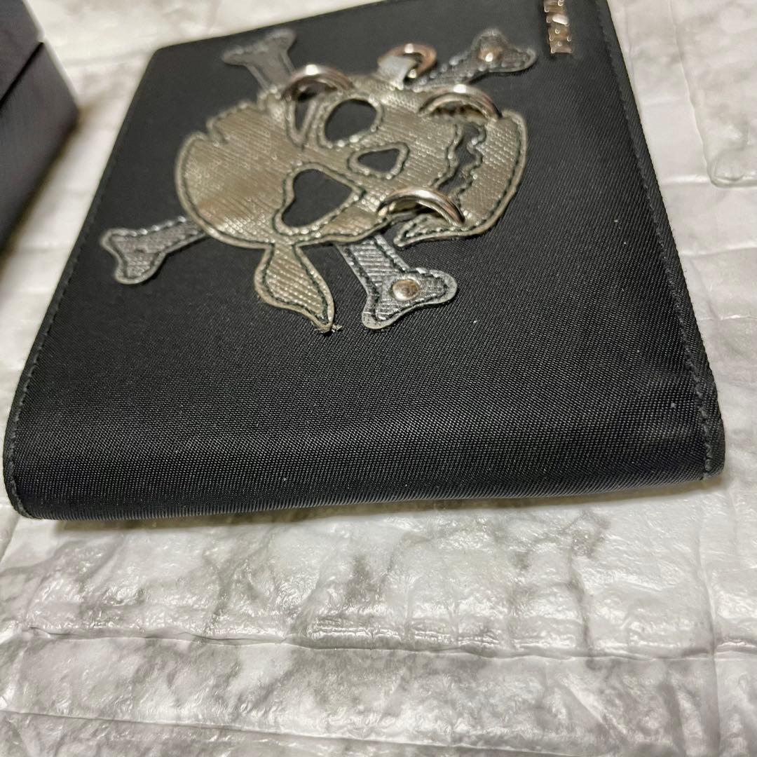 最終値下 美品 プラダ スカル刺繍 二つ折り財布 ギャランティカード付