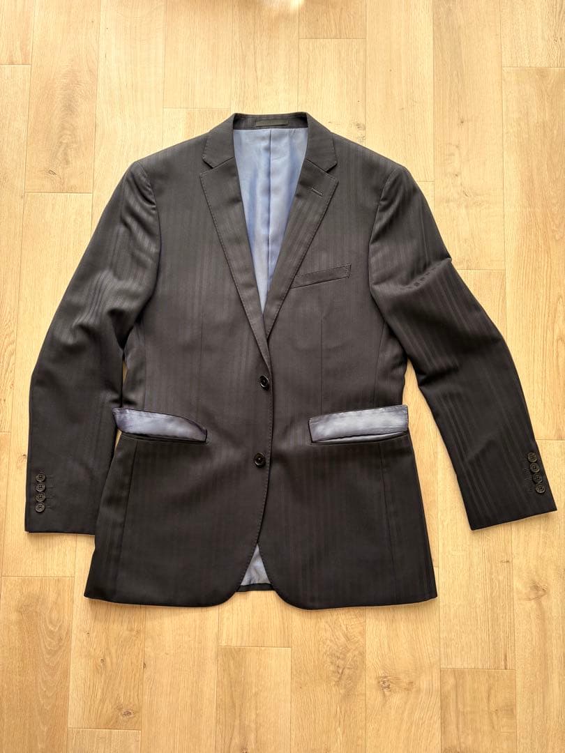 本日限定‼️【美品】バーバリーブラックレーベル 3ピース スーツ シルク黒 L相当