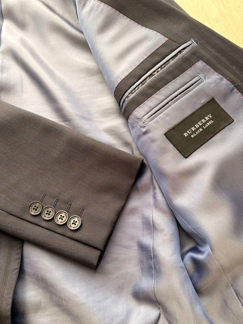 本日限定‼️【美品】バーバリーブラックレーベル 3ピース スーツ シルク黒 L相当