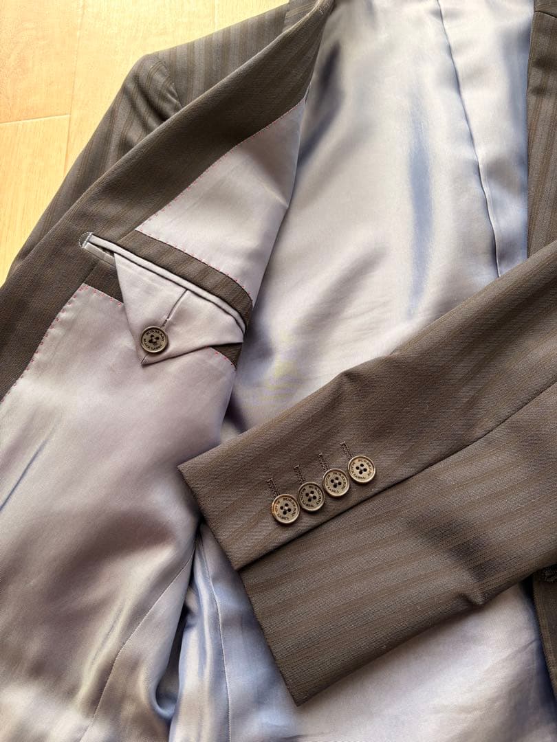 本日限定‼️【美品】バーバリーブラックレーベル 3ピース スーツ シルク黒 L相当