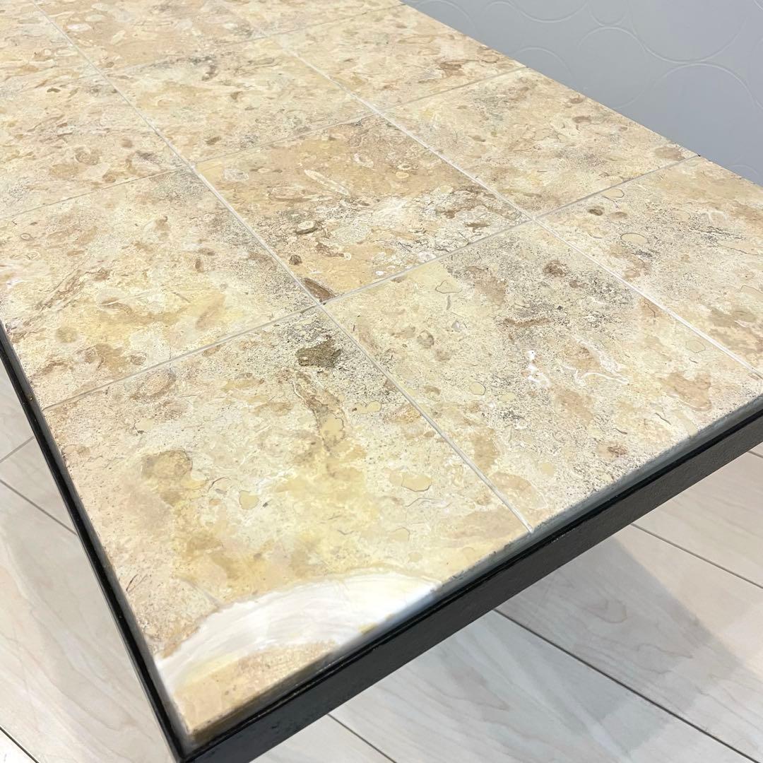 希少・廃盤品【IDEE】マクタンローテーブル 天然石天板 アイアン脚 110㎝