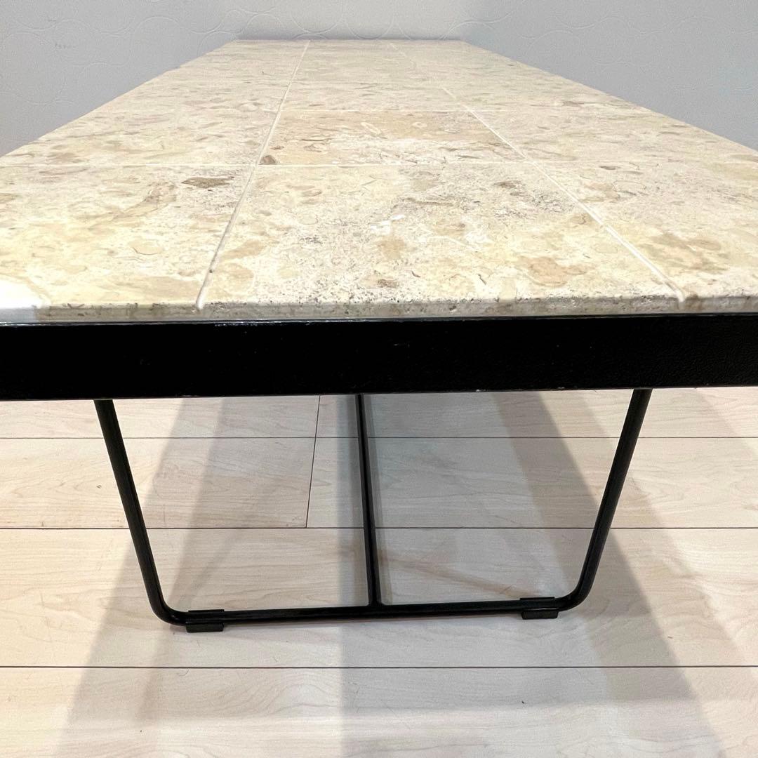 希少・廃盤品【IDEE】マクタンローテーブル 天然石天板 アイアン脚 110㎝