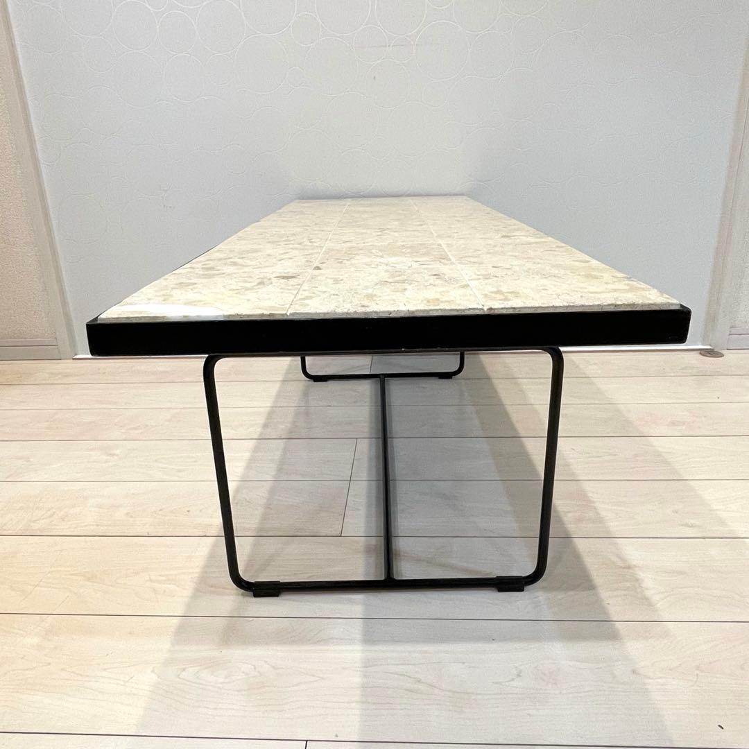 希少・廃盤品【IDEE】マクタンローテーブル 天然石天板 アイアン脚 110㎝
