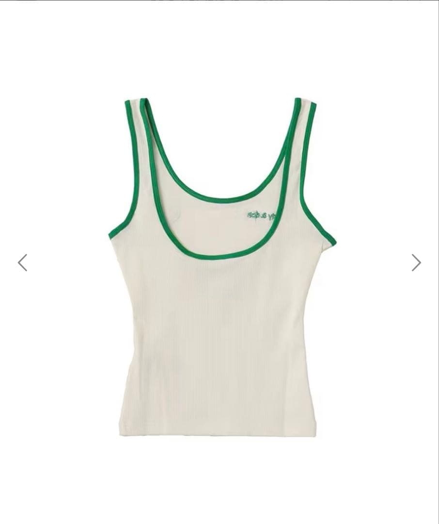 adidas sporty & rich タンクトップ ホワイト/グリーン